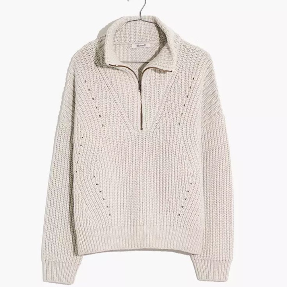 Madewell Pointelle Half-Zip Pullover Sweater